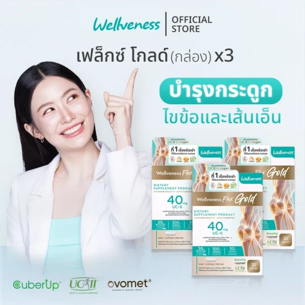 ภาพโปรโมชั่น Wellveness Wellflex ผลิตภัณฑ์เสริมอาหารดูแลกระดูกและข้อต่อ แพ็กสุดคุ้ม 3 กล่อง